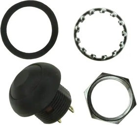 RP8100B2M1CEBLKBLKNIL, Pushbutton Switches SPST BLK THREADED IP67