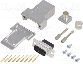 DCRP09-DBCP-CF65, Разъем D-Sub; PIN: 9; вилка; "папа"; обжим; на провод; черный