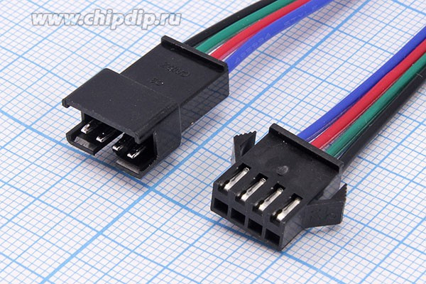 Штекер и гнездо питания GT на 4 контакта с проводом длиной 0,15м(кабель межплатный), GT-05F/M; Q-15830 шт&amp;гн пит GT-1x 4\P2,5\каб\SM connect