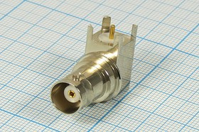 Разъем BNC розетка, 1P4C, на плату, h18.6mP10x10, угловой Разъем BNC розетка, 1P4C, на плату, h18.6mP10x10, угловой
