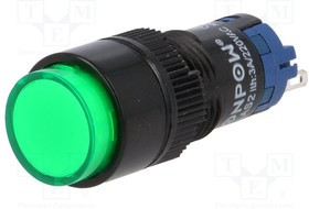 V12Y-11-G, Переключатель: кнопочный, Пол: 2, SPDT, 0,5A/250ВAC, 1A/24ВDC, IP40