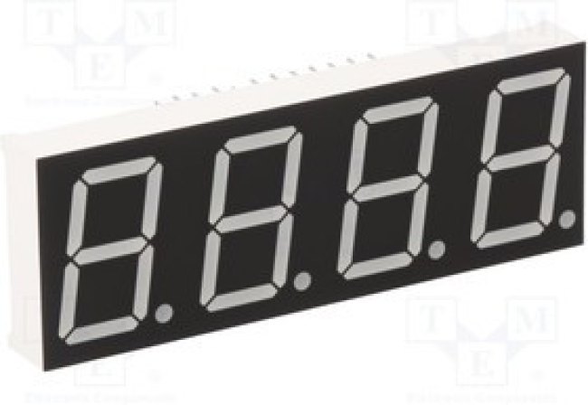 KW4-801AVB, Дисплей: LED; 7-сегментный; 20,4мм; 0,8"; II.зн: 4; красный; анод