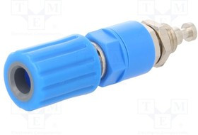 PJ3250-BU, Гнездо, "банан" 4мм, 36А, Отв: d8мм, синий, никелированные, 5мОм