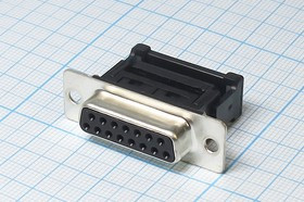Разъем D-SUB розетка, контакты 15HP, обжимной шлейф, DI-15F