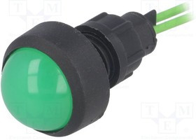 LKD220-G, Индикат.лампа: LED, выпуклый, 230ВAC, Отв: d13мм, IP20, пластик