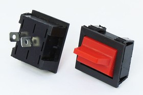 Рычажный переключатель (тумблер), 220В, 15А, переключение OFF-ON, 23x30, красный, контакты 2T, KCD6-202