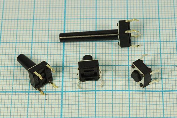 Переключатель тактовый 6,0x 6,0x13, высота над корпусом 9.4мм, NO, черный, 4PF; №117 R ПКнТакт 6,0x 6,0x13\h 9,4\\NO\чер\ 4PF\QKANZ0611\