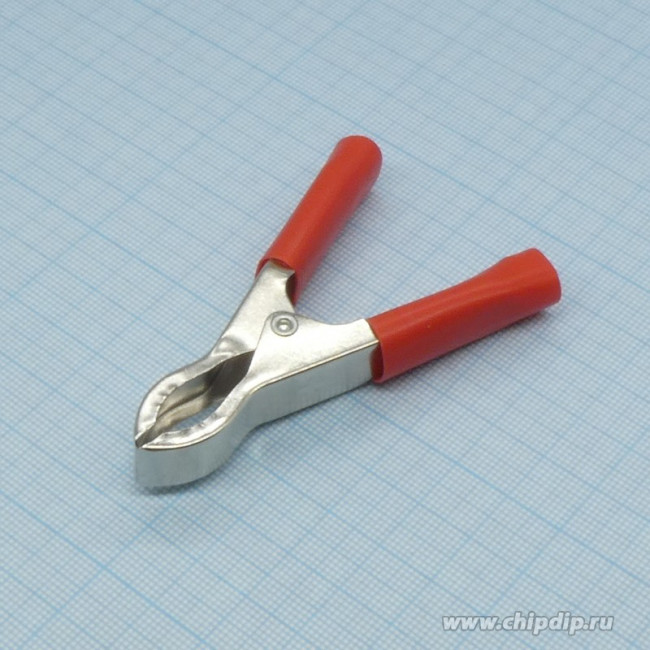 AG-B35 (8-0039 red), Зажим "Крокодил" с изолятором красный, 35А, 75мм