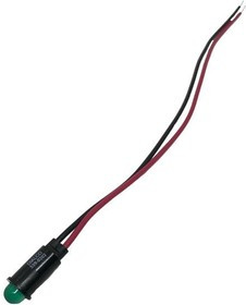559-0202-003F, LED Panel Mount Indicators GREEN DIFFUSED 5V 6" LEADS
