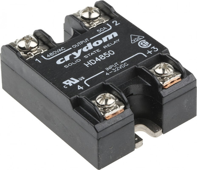 HD4850, Твердотельное реле, SPST-NO, 50 А, 530 В СКЗ, Панель, Винт, Переход Через Нуль HD4850, Твердотельное реле, SPST-NO, 50 А, 530 В СКЗ, Панель, Винт, Переход Через Нуль