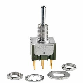 M2028SS4G03, Toggle Switches (ON)OFF(ON) .413 BAT 1/4" BUSHING PC TERM