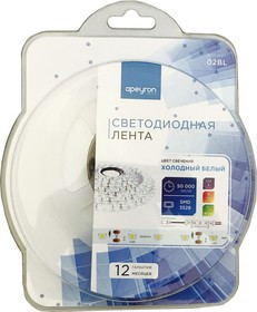 02BL (3528-60LED-IP20-W), Лента светодиодная, холодный белый,12В, 4.8Вт/м, 60SMD(3528)/м, 280Лм/м,IP20, 8мм, цена за катушку 5м