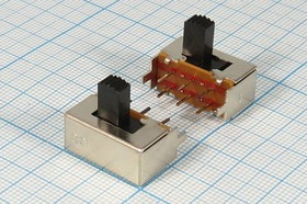 Движковый переключатель углового типа на два положения , DPDT, ON-ON, 9175 ПДв 20x 9,4h9\6P+2P(GND)\