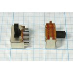 Движковый переключатель углового типа на два положения , DPDT, ON-ON, 9175 ПДв 20x 9,4h9\6P+2P(GND)\