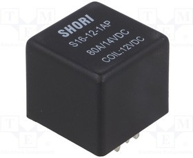 S16-12-1AP, Реле: электромагнитное, SPST-NO, Uобмотки: 12ВDC, 80А, 75Ом, PCB