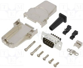 DTZFRG-09MSSC, D-Sub; PIN: 9; male; straight; screw terminal; for cable; UNC 4-40