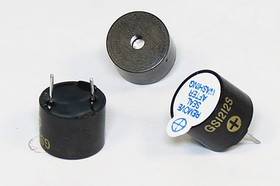 Зуммер магнитоэлектрический с генератором, размер 12x10, напряжение 12В, частота 2.3кГц, контакты 2P