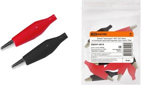 Зажим "крокодил" ЗКИ 10А 56мм в изоляции красный/черный (3шт+3шт) TDM