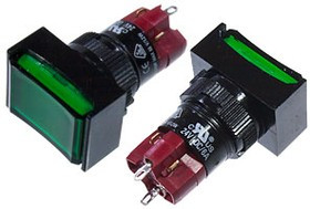 D16LAT2-1ABKG, кнопка с фиксацией и LED подсветкой 250В 5А