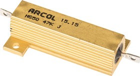 HS50 47K J, 47k 50W Wire Wound Chassis Mount Resistor HS50 47K J ±5%