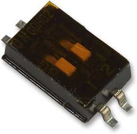 GDH02S04, DIP / SIP переключатель, 2 схем(-а), Ползунок, SMD (Поверхностный Монтаж), SPST, 24 В DC, 25 мА GDH02S04, DIP / SIP переключатель, 2 схем(-а), Ползунок, SMD (Поверхностный Монтаж), SPST, 24 В DC, 25 мА