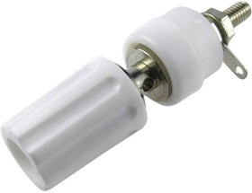 CL1509, Гнездо, "банан" 4мм, 15А, 250ВDC, L: 45мм, белый, никелированные