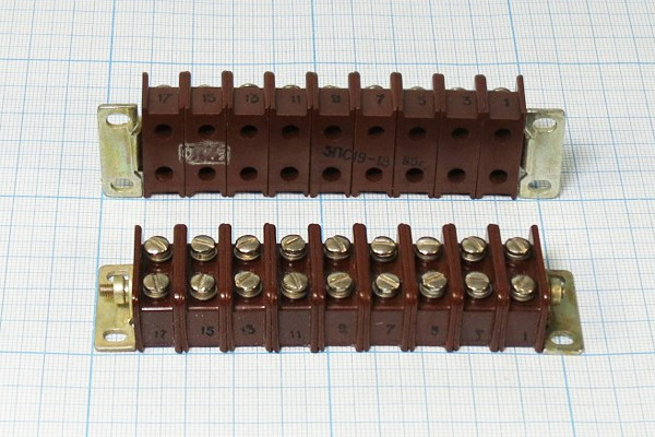 Клеммная плата 105x16x25,8, контакты 18C, монтаж винт, 4отверстия, 3ПС19-18[ПС16-