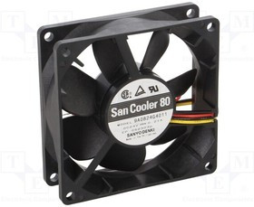 9A0824G4011, DC Fans DC Axial Fan, 80x80x25mm, 24VDC, Ribless, Tachometer