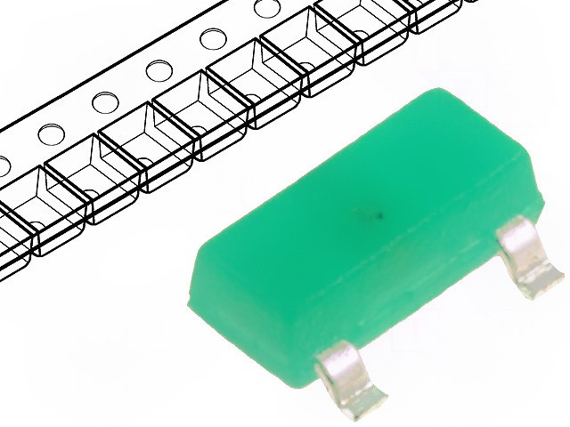 KM-23SGD-F, LED; SMD; SOT23; green; 2.6?8mcd; 3x1.3x1.05mm; 140°; 2.2?2.5V; 20mA