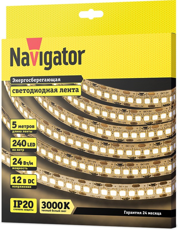 СД Лента Navigator 14 461 NLS-2835WW240-24-IP20-12V СД Лента Navigator 14 461 NLS-2835WW240-24-IP20-12V