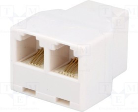TEL-0036, Разветвитель, Конф: 6p4c, гнездо RJ11, гнездо RJ11 x2