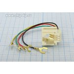 Гнездо телефонное 6P4C, 4L, панель/провод 80мм, 623K-80[RJ11]