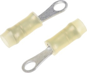 329951, PIDG Insulated Ring Terminal, M2 Stud Size, 0.1mm² to 0.3mm² Wire Size, Yellow