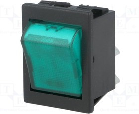AE-C1353ALNAF, ROCKER; DPST; Pos: 2; ON-OFF; 16A/250VAC; green; neon lamp; 250V