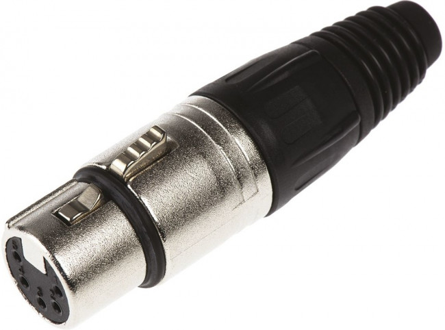 XLR jack, 5 pole, silver-plated, 1.0 mm², AWG 18, metal, NC5FX