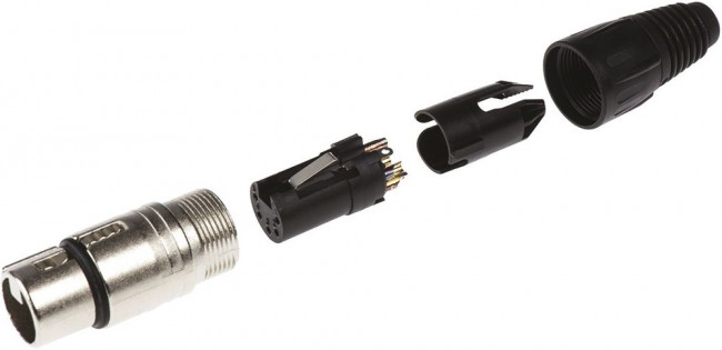 XLR jack, 5 pole, silver-plated, 1.0 mm², AWG 18, metal, NC5FX