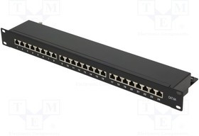 LOG-NP0061, Patch panel; RJ45; Кат: 6a; RACK; черный; Кол-во портов: 24; 19"