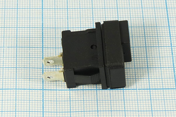 Выключатель двухкнопочный с фиксацией SPST, ON-OFF, черный, 220В/6А; №9988Bl ПКн\250\ 6\2-SPST\\чер\ чер\\2T\KDC3-102B\