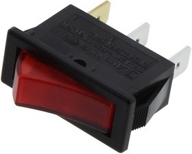 RB141C1000-114, ROCKER SWITCH, SPST, 15A, 125VAC, PANEL