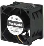 9GV0624P1G03, San Ace 9GV Series Axial Fan, 24 V dc, DC Operation, 142.2m³/h, 33.6W, 1.4A Max, 60 x 60 x 38mm