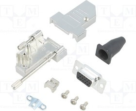 DTSL09-SJSRGHDS15K, Разъем D-Sub; PIN: 15; вилка; "мама"; угловой 45°; пайка; на провод