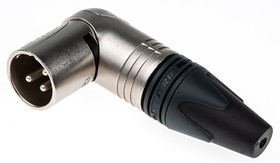 NC3MRX, Cable Mount XLR Connector, Right Angle, Male, 50 V ac, 3 Way, Silver over Nickel Plating