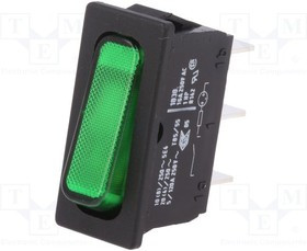 1830.3118, Rocker Switch, 20 A, 1NO, 250V, ON-OFF, IP40, Black / Green