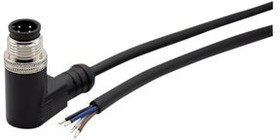 RND 205-01225, Circular Connector, M12, Socket, Right Angle, Poles - 4, Solder, Cable Mount