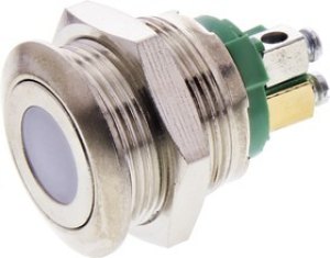 AV09C7L3D9003, Illuminated Push Button Switch, Momentary, 19.2mm Cutout, SPST, Green LED, 250V ac, IP65