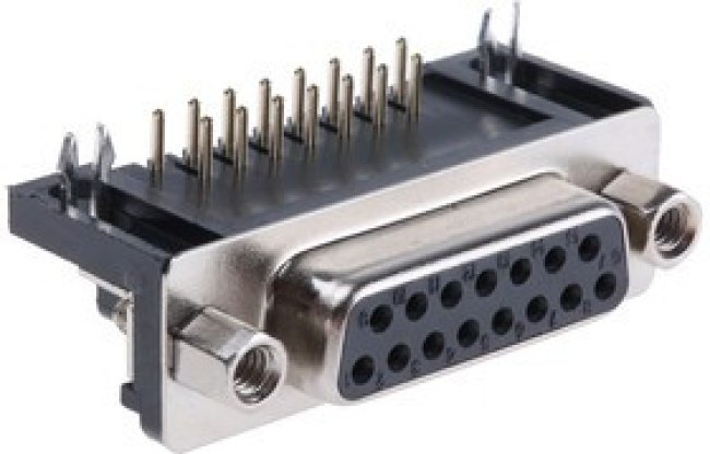 15 Way Right Angle Through Hole D-sub Connector Socket