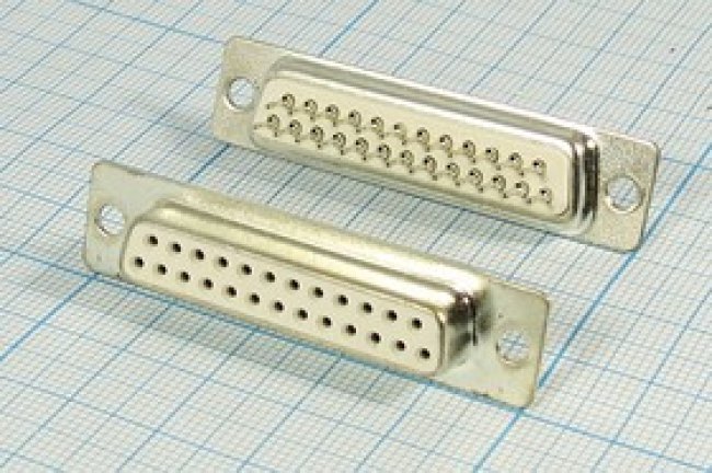 Разъем D-SUB розетка, контакты 25HP, на плату, DPS-25F