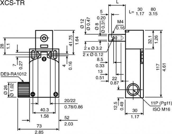 XCSTR752, XCS Safety Hinge Switch, NO/2NC
