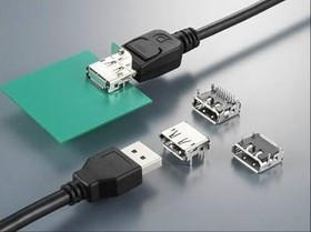 DP1R020JQ3, HDMI, Displayport &amp; DVI Connectors Display Port Rcpt SMT R/A w/ Flange