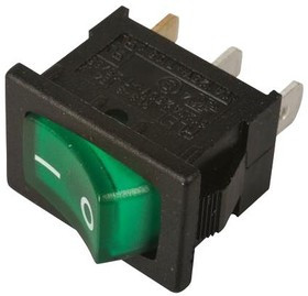 MP004429, Клавишный переключатель, 12 VDC, 0 I Mark, SPST, С Подсветкой, Панель, Зеленый